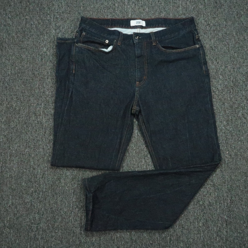 Spoke Jeans Mens 33x30‎ Blue Build B 5 Pocket Straight Denim Dark Wash